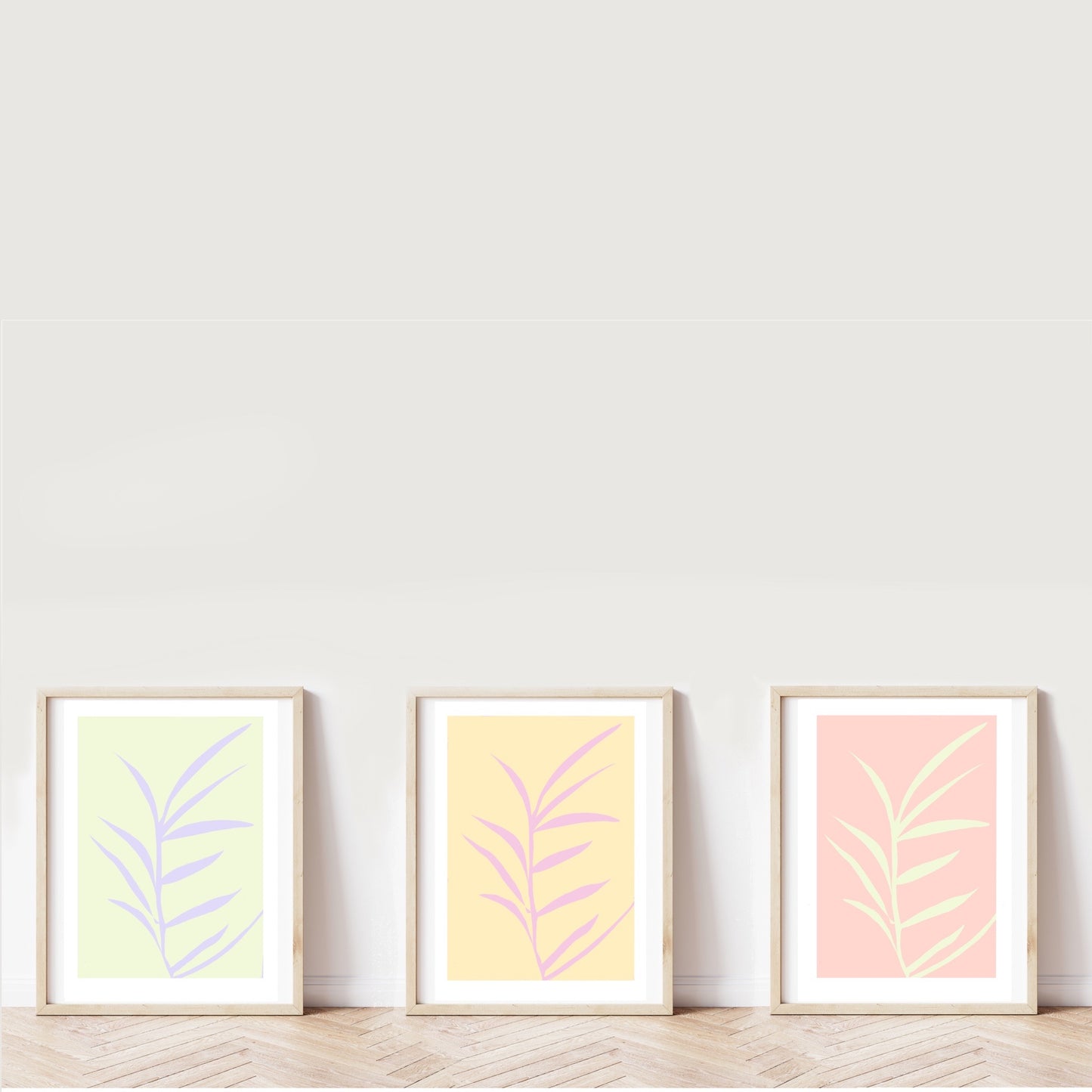 Botanical plant print - yellow and pink