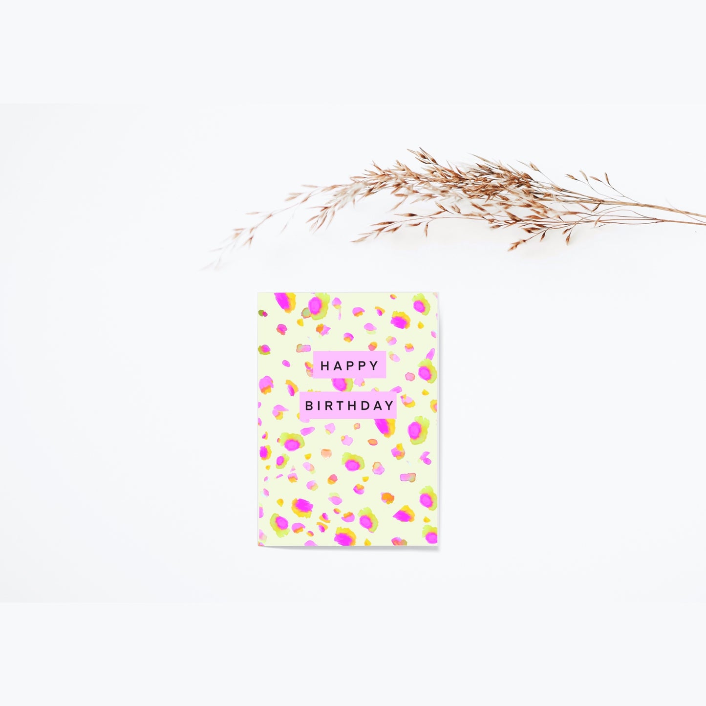 Birthday card ~ pink leopard print