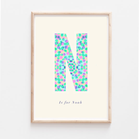 Letter and Initial prints - blue spottie