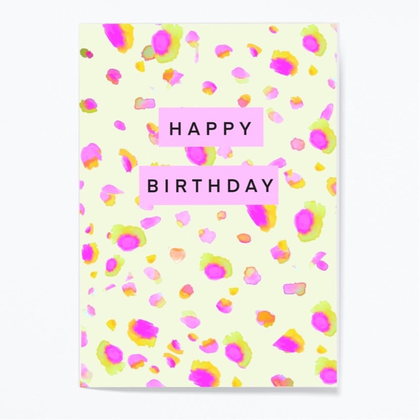 Birthday card ~ pink leopard print