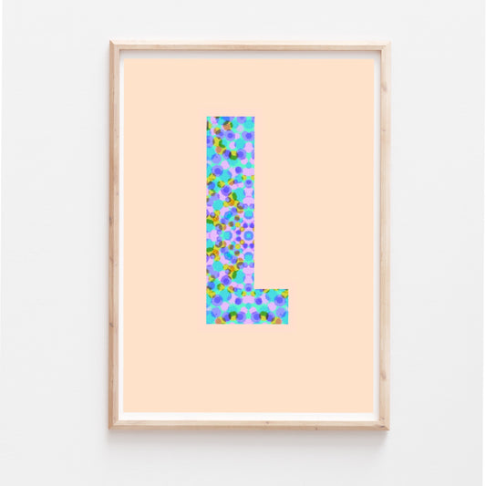 Letter and Initial prints - purple and blue spottie