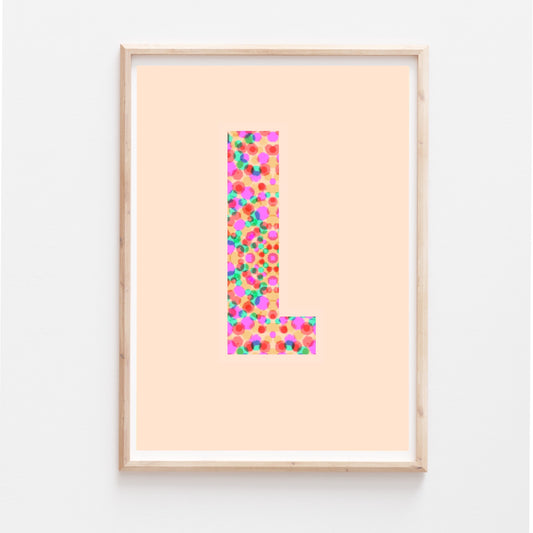 Letter and Initial prints - pink spottie