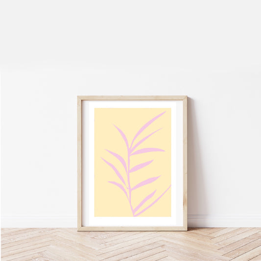 Botanical plant print - yellow and pink